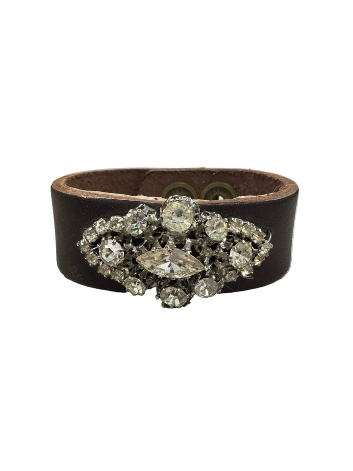 Star Brooch Leather Cuff Bracelet