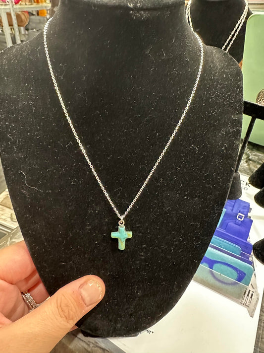 Turquoise Dainty Cross Necklace