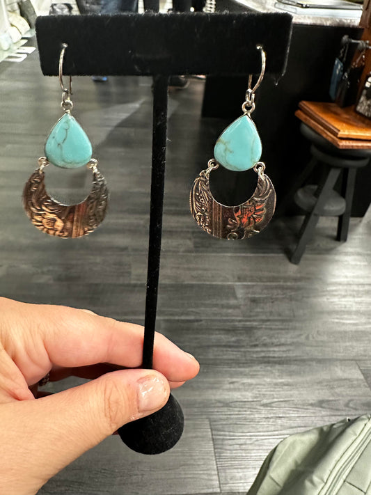 Turquoise and Filigree Drop Earrings