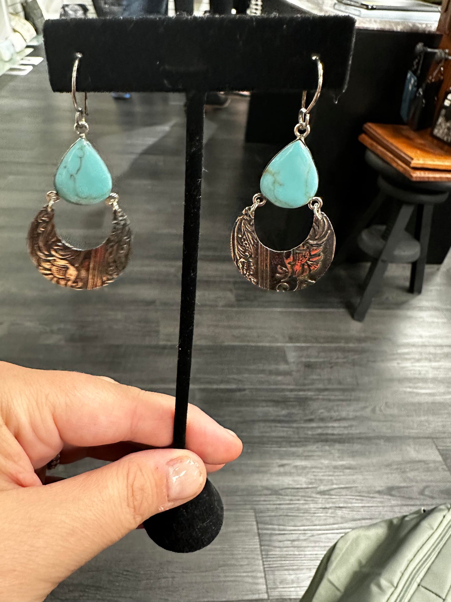 Turquoise and Filigree Drop Earrings