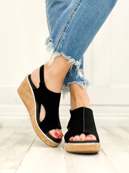 Corkys CARLEY Wedge Shoes in Black Corduroy