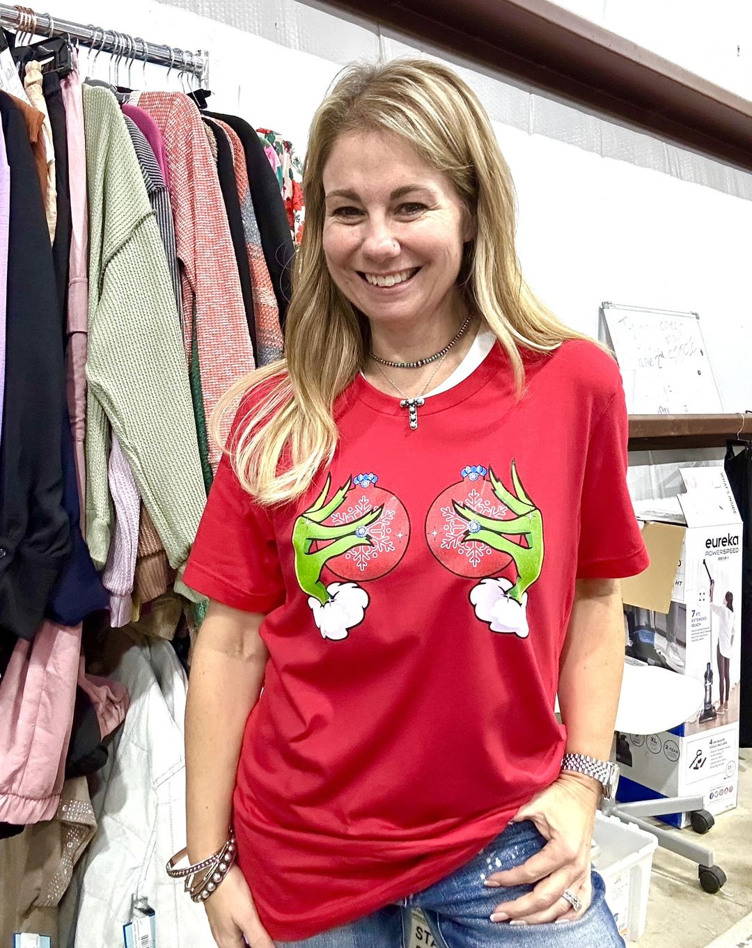 Christmas Grouch Bejeweled Boobs Graphic Tee