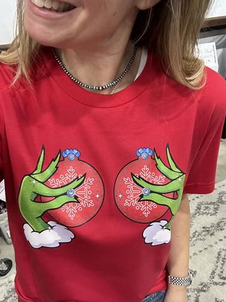 Christmas Grouch Bejeweled Boobs Graphic Tee