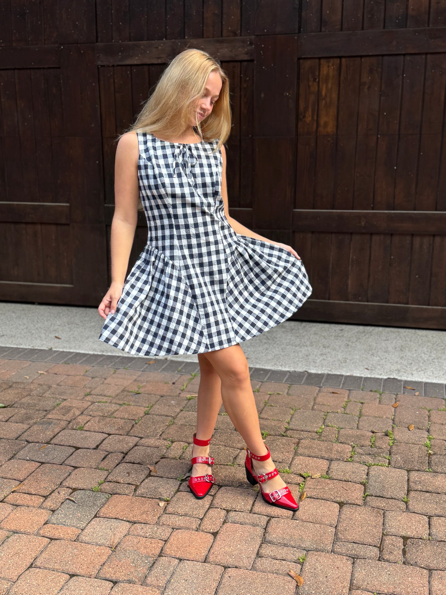 Vintage Gingham Sleeveless Mini Dress