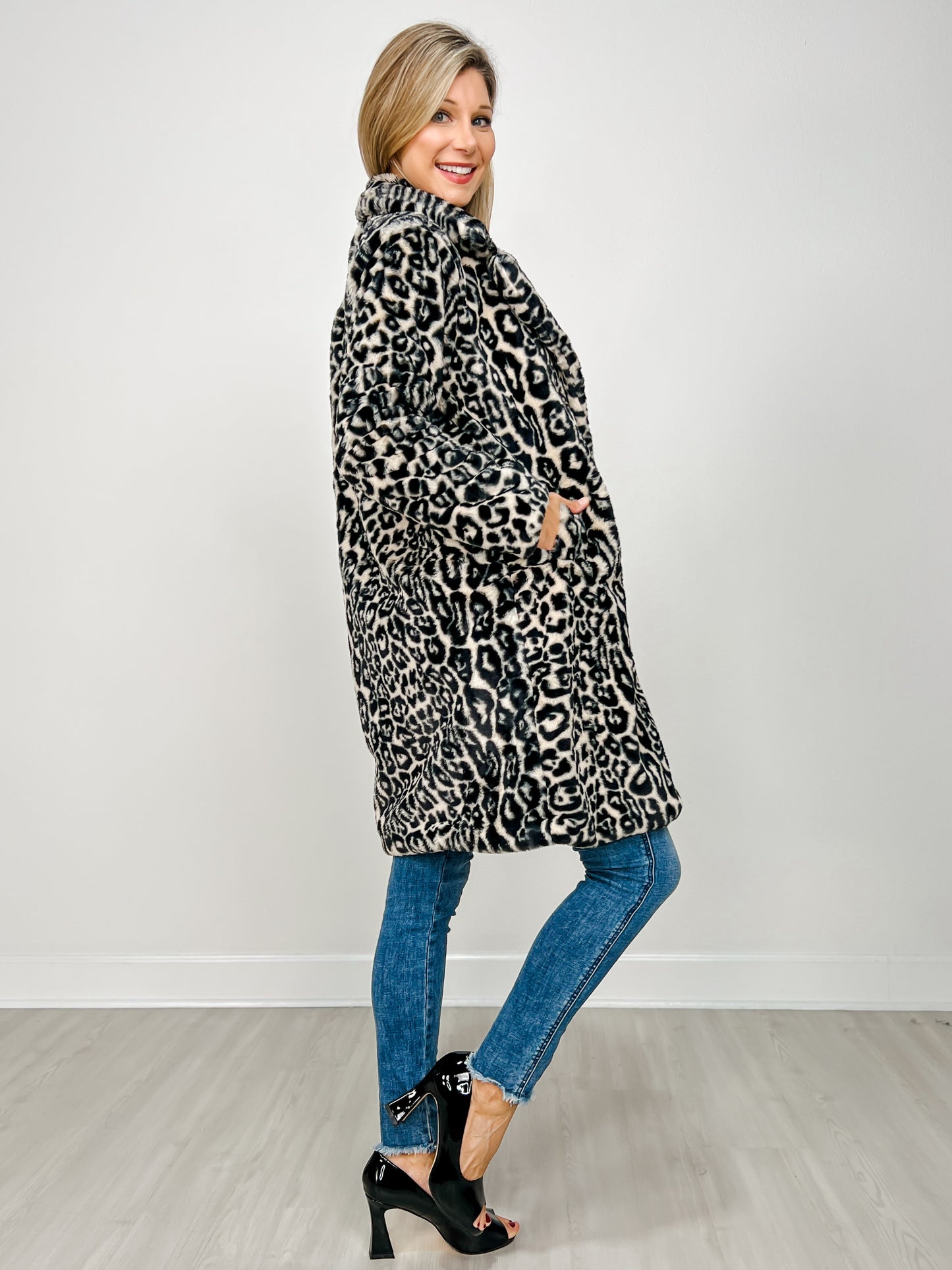 Leopard Print Soft Faux Fur Overcoat