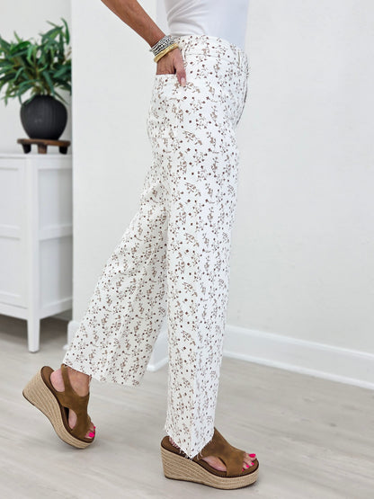 Floral Print Cropped Stretch Pants