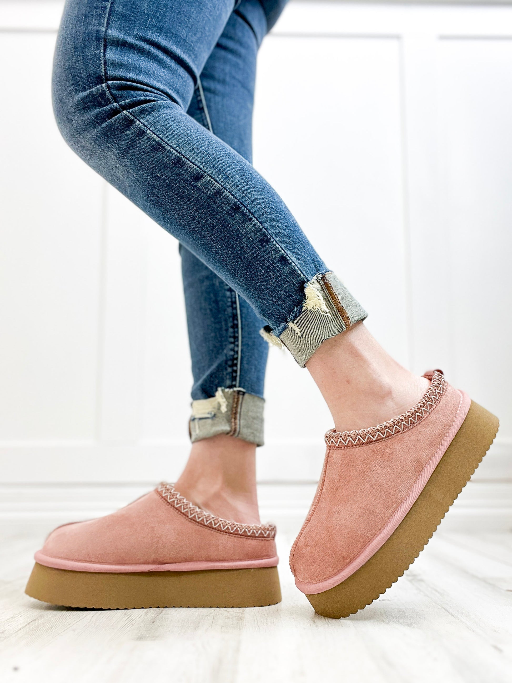 Corkys Pillow Talk Booties in Blush Faux Suede
