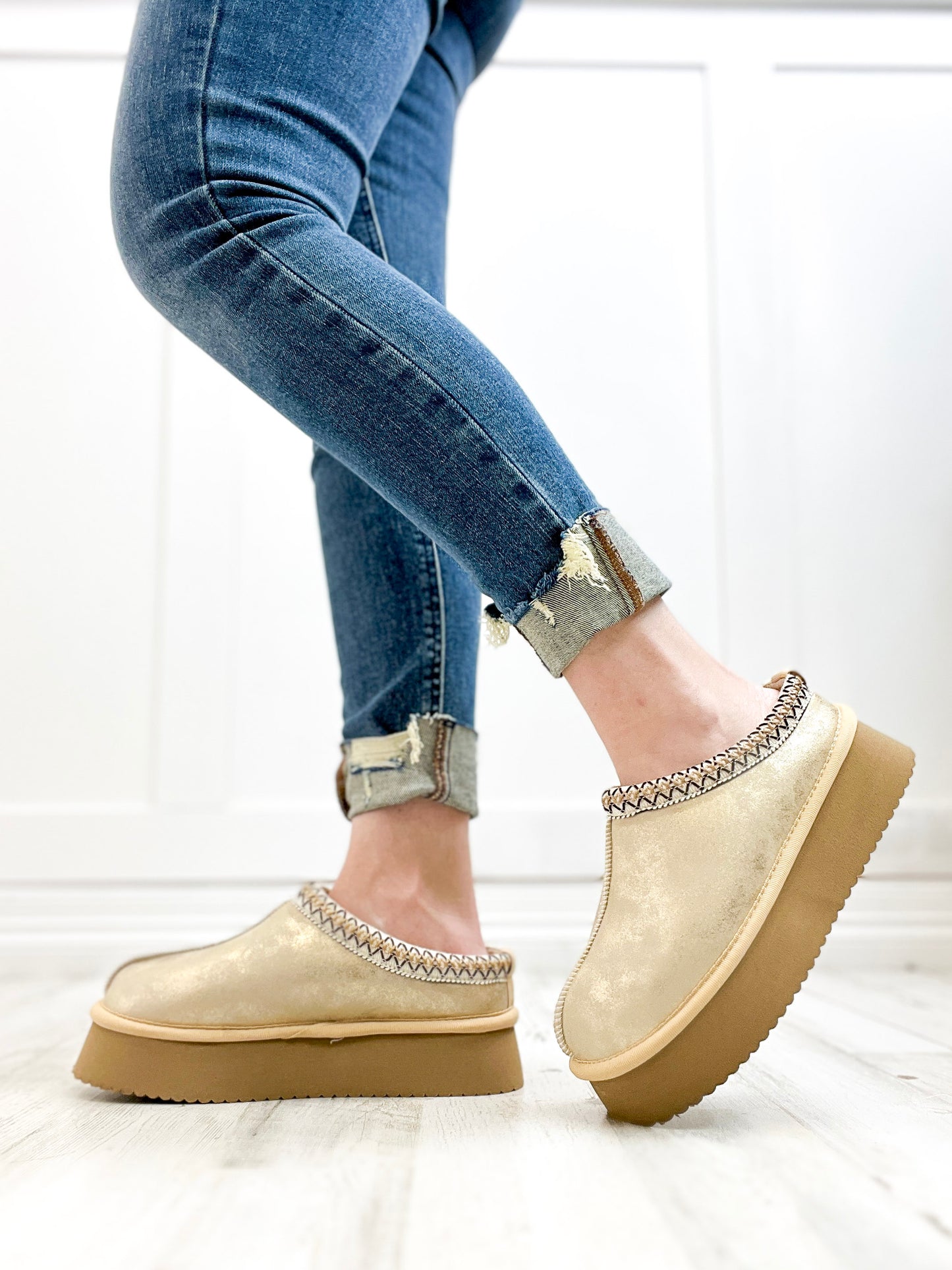 Corkys Pillow Talk Booties in Washed Gold Metallic