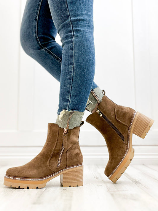 Corkys Up To No Good Booties In Saddle Faux Suede