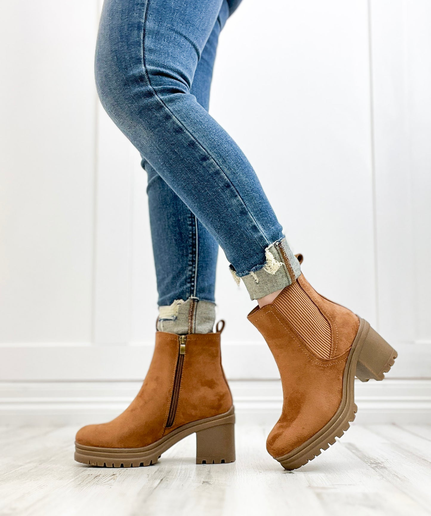 Corkys Trust Issues Booties in Tobacco Faux Suede