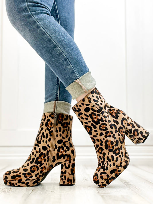 Corkys Slug Bug Booties In Leopard Velvet