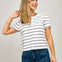 Striped Short Sleeve Button Front Cardigan
