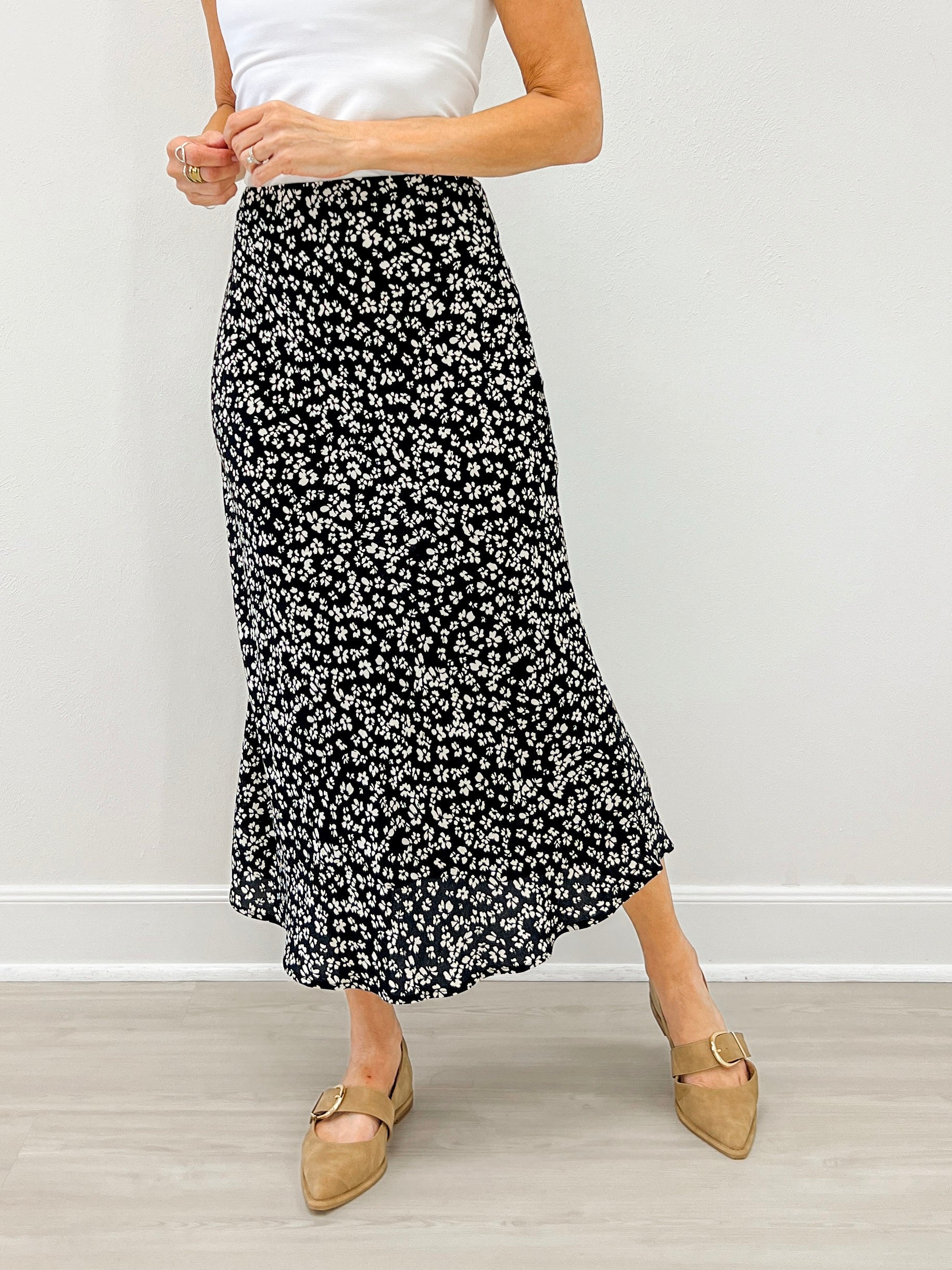 Floral Printed Midi Skirt