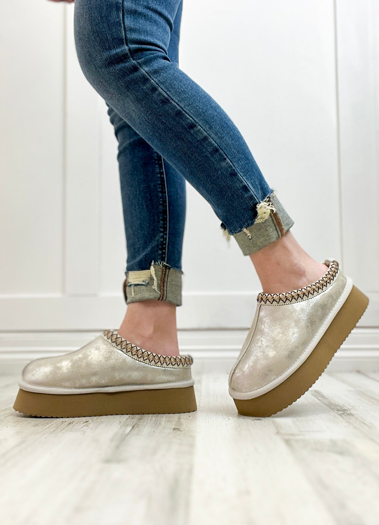 Corkys Pillow Talk Booties in Washed Silver Metallic