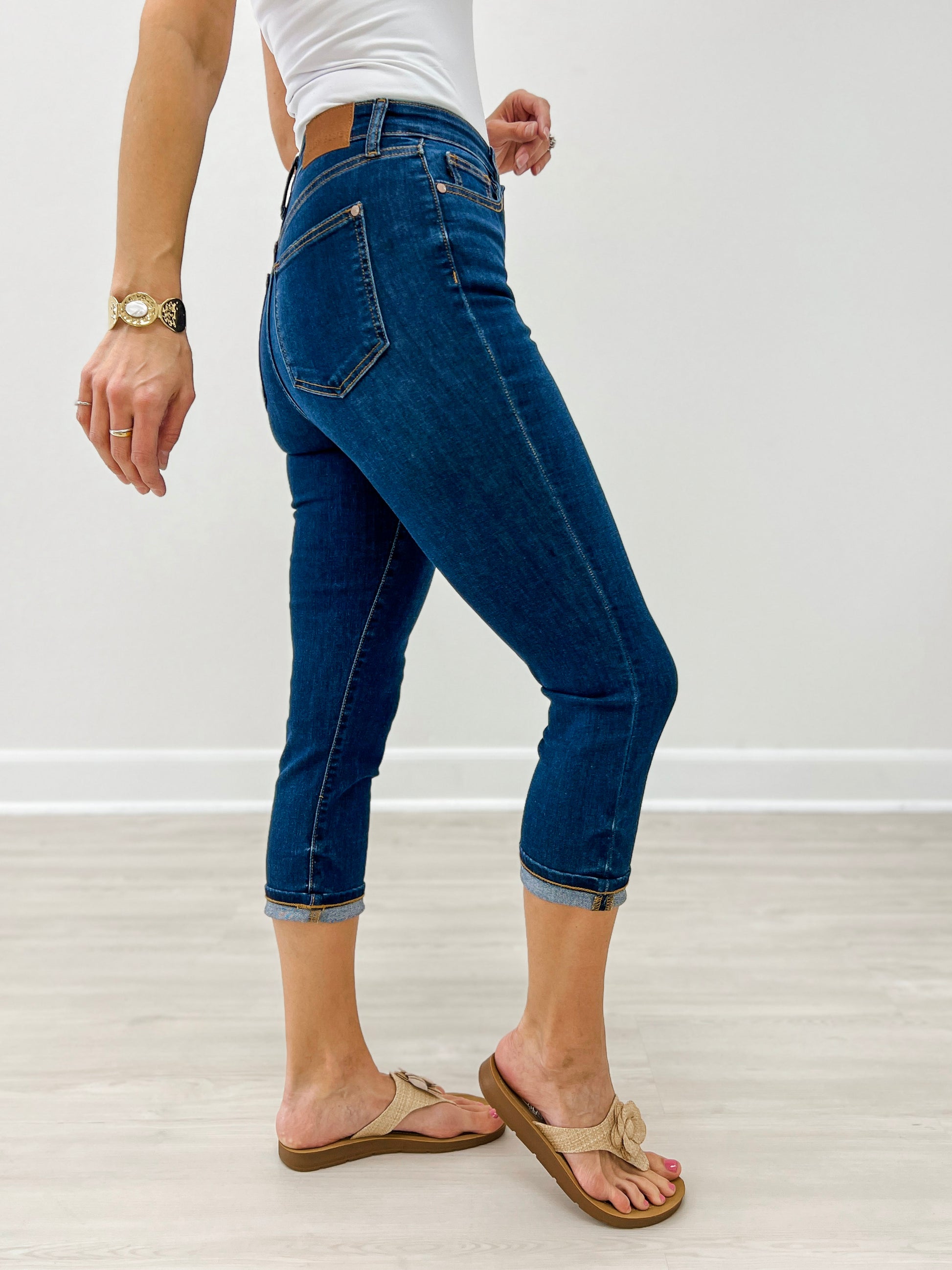Judy Blue HEATWAVE High Waist Denim Capri with Single Cuff