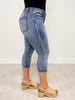 Judy Blue SASHA Mid-Rise Contrast Wash No Distressing Capri Denim Jeans
