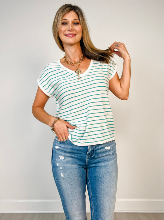 V Neck Striped Sweater