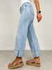 MICA Denim High Rise Wide Leg Tummy Tuck Embroidered Jeans