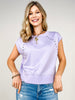 Metallic Rivet Detail Short Sleeve Solid Knit Top