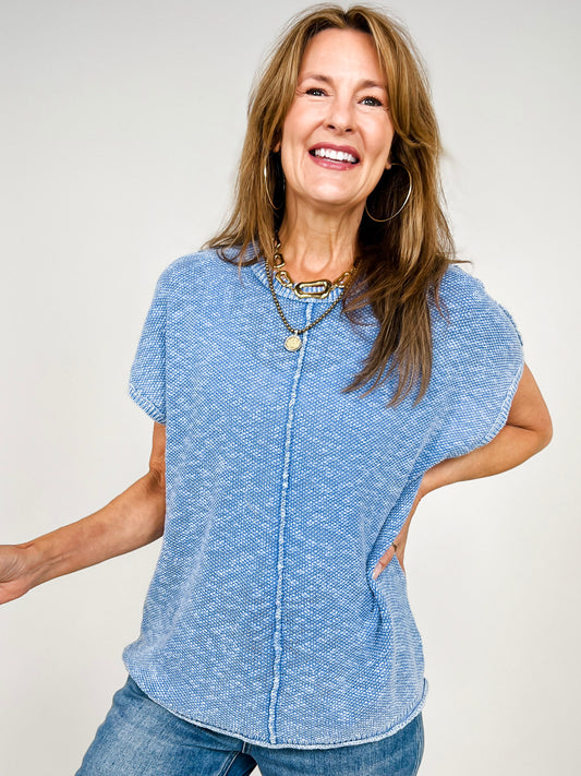 Mineral Washed Knit Casual Sweater Top