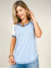 Short Sleeve Contrast Fabric V-neck Top