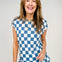 Short Sleeve Checkered Print Casual Knit Tee