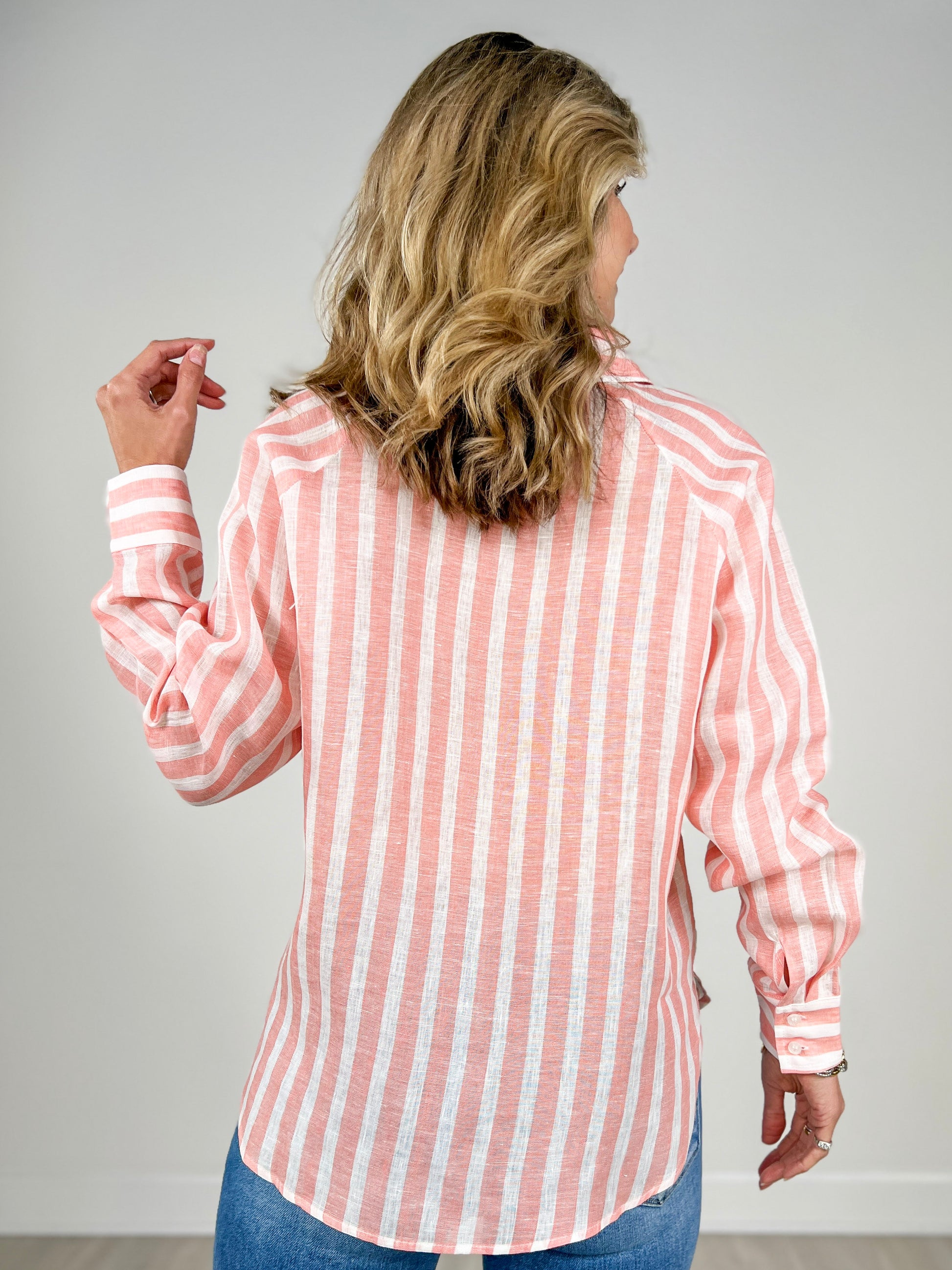 Classic Linen Striped Button Down Shirt