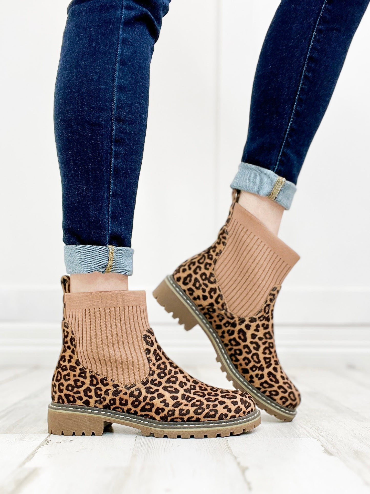 Corkys Cabin Fever Chunky Bootie in TAN LEOPARD