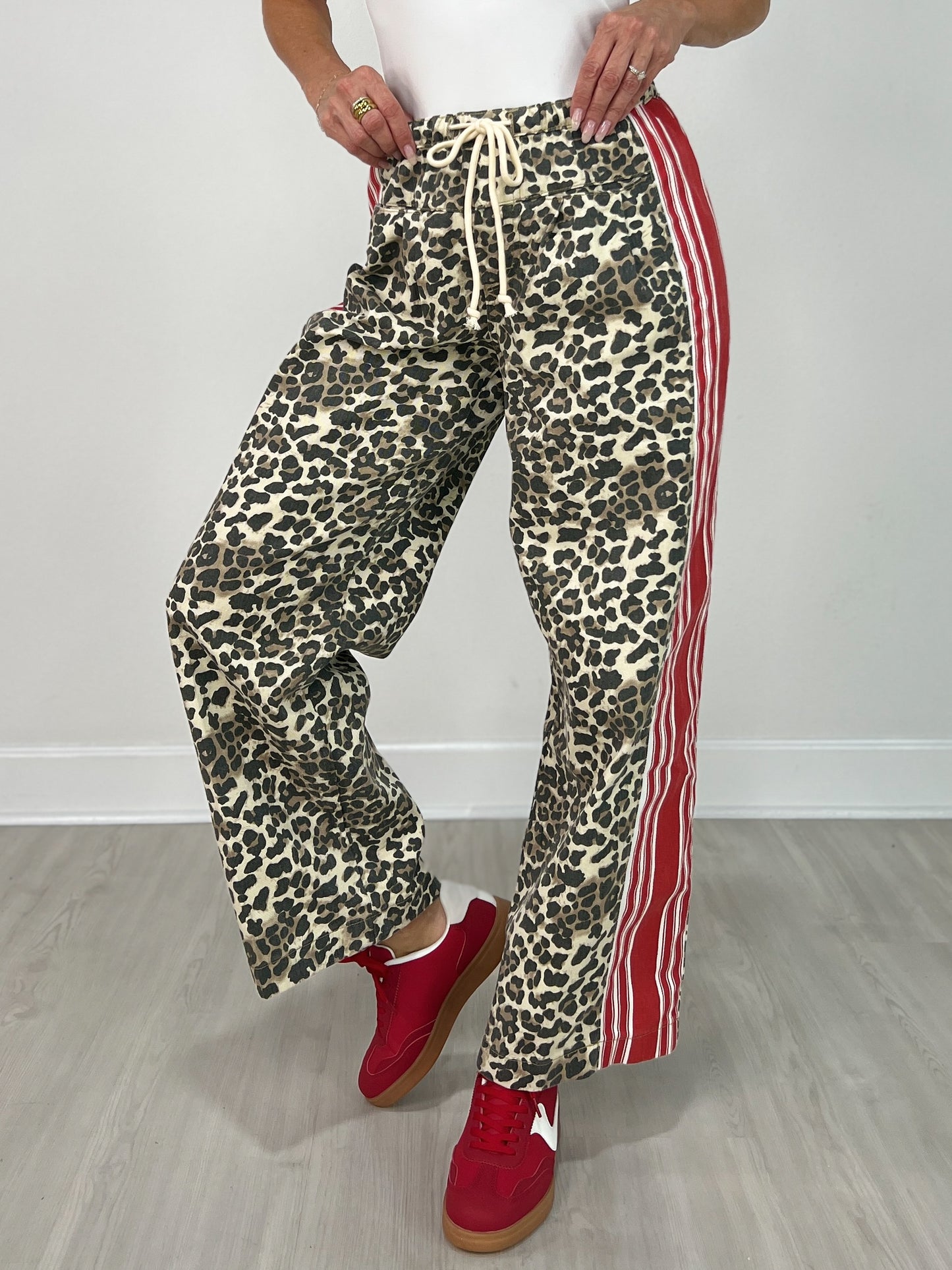 Leopard Sport Striped Wide Leg Pants