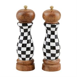 Mud Pie Checkered Salt & Pepper Grinder Set