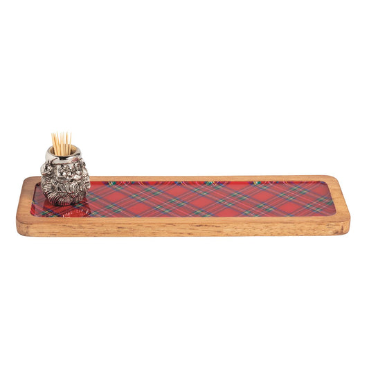 Mud Pie Santa Tartan Board & Toothpick Set