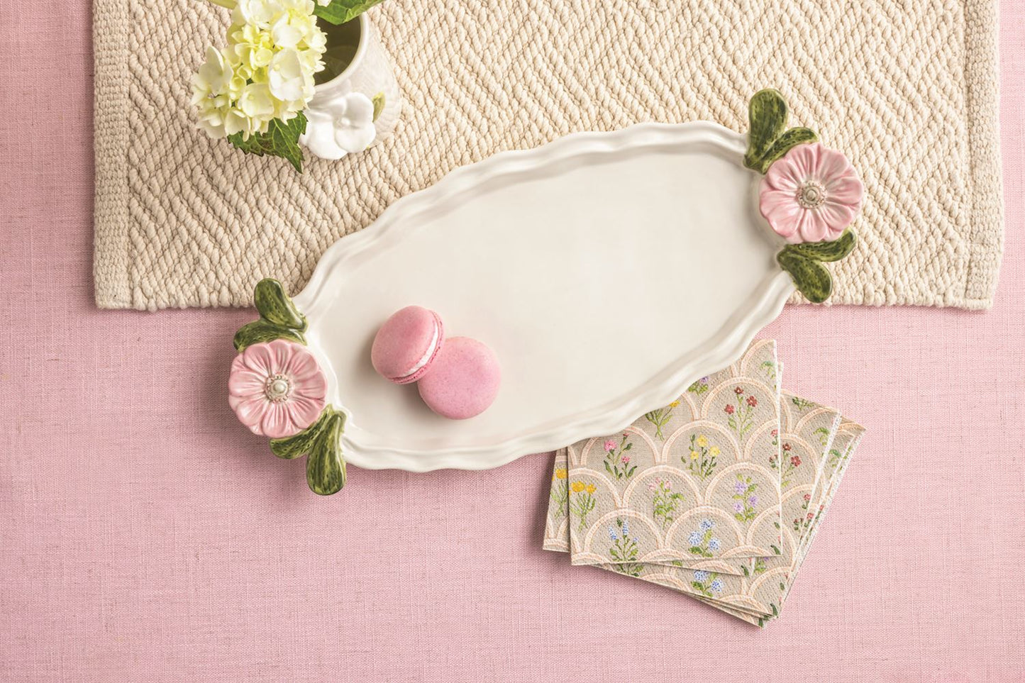MudPie Flower Handle Tray & Napkin Set