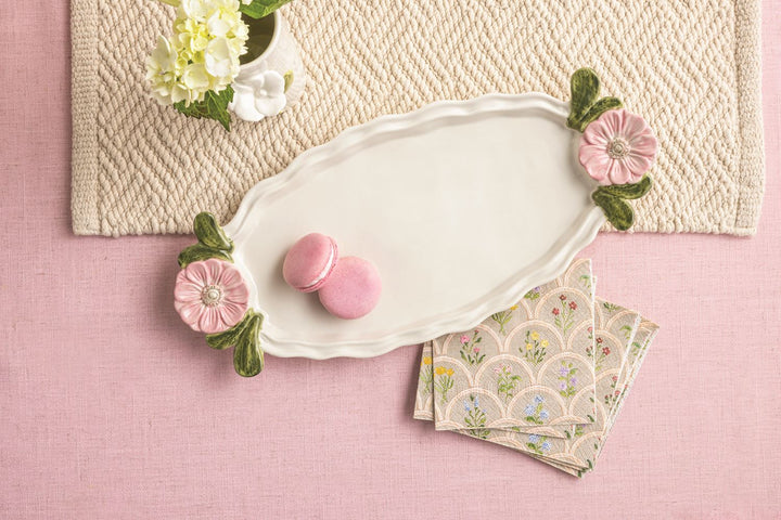 MudPie Flower Handle Tray & Napkin Set