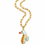 Vintage Chain Enamel Articulated Seahorse Necklace in White