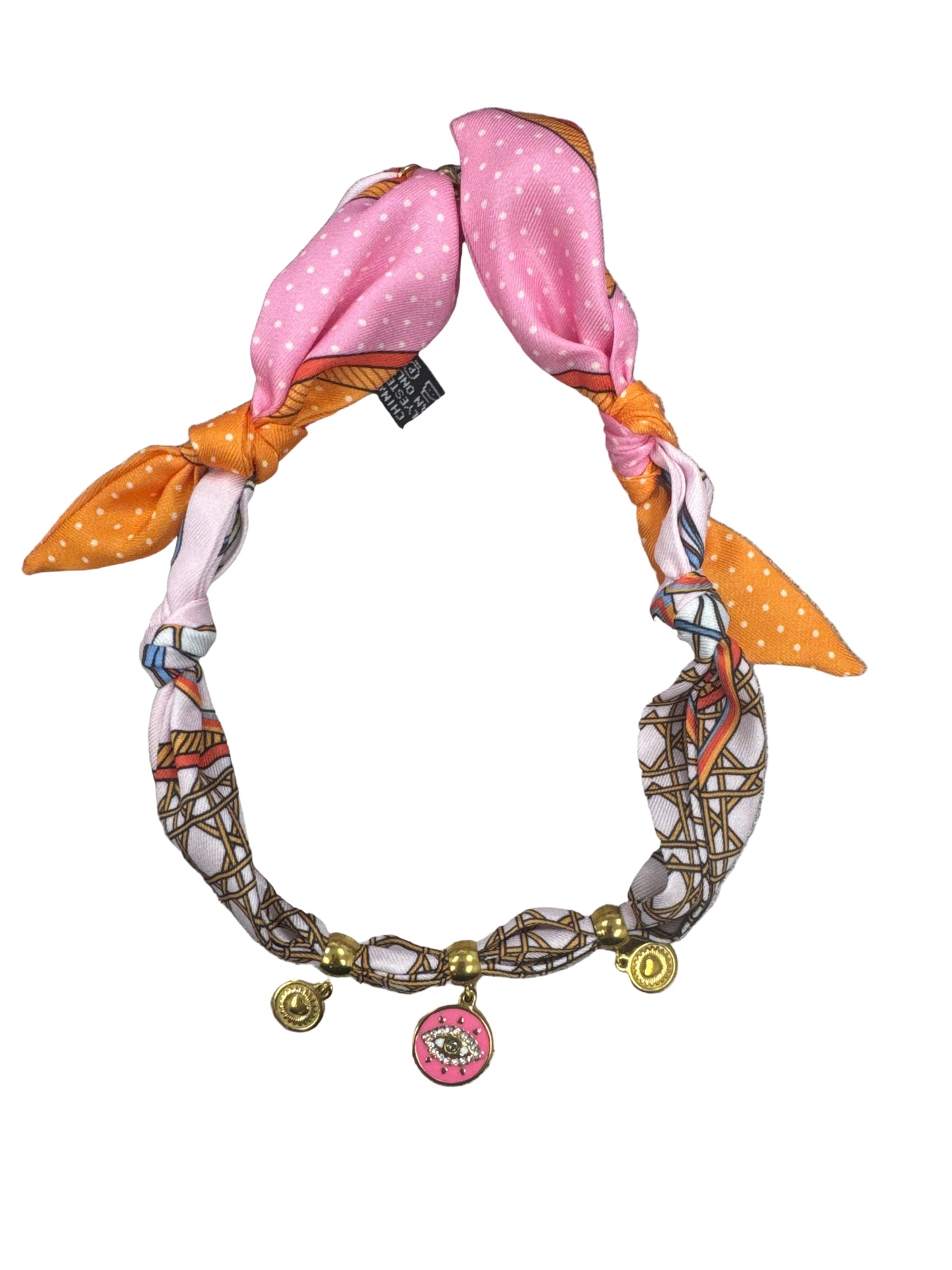 Evil Eye Charm Knotted Scarf Necklace