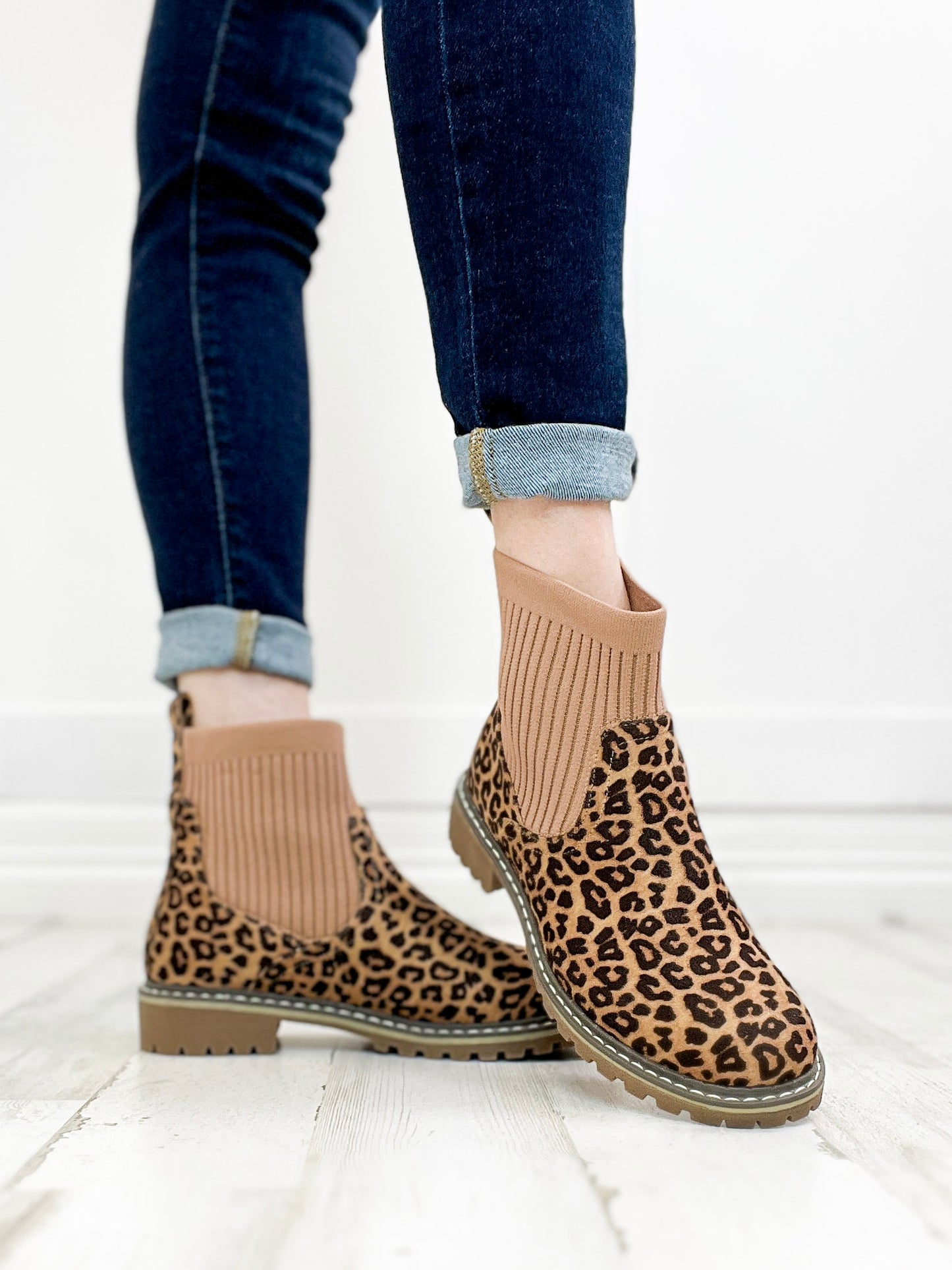 Corkys Cabin Fever Chunky Bootie in TAN LEOPARD