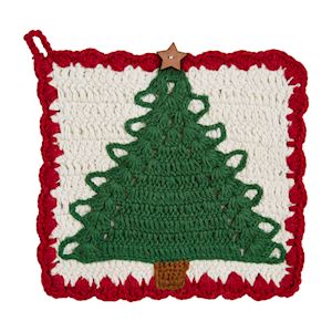 Mud Pie Christmas Icon Crochet Pot Holder