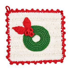 Mud Pie Christmas Icon Crochet Pot Holder