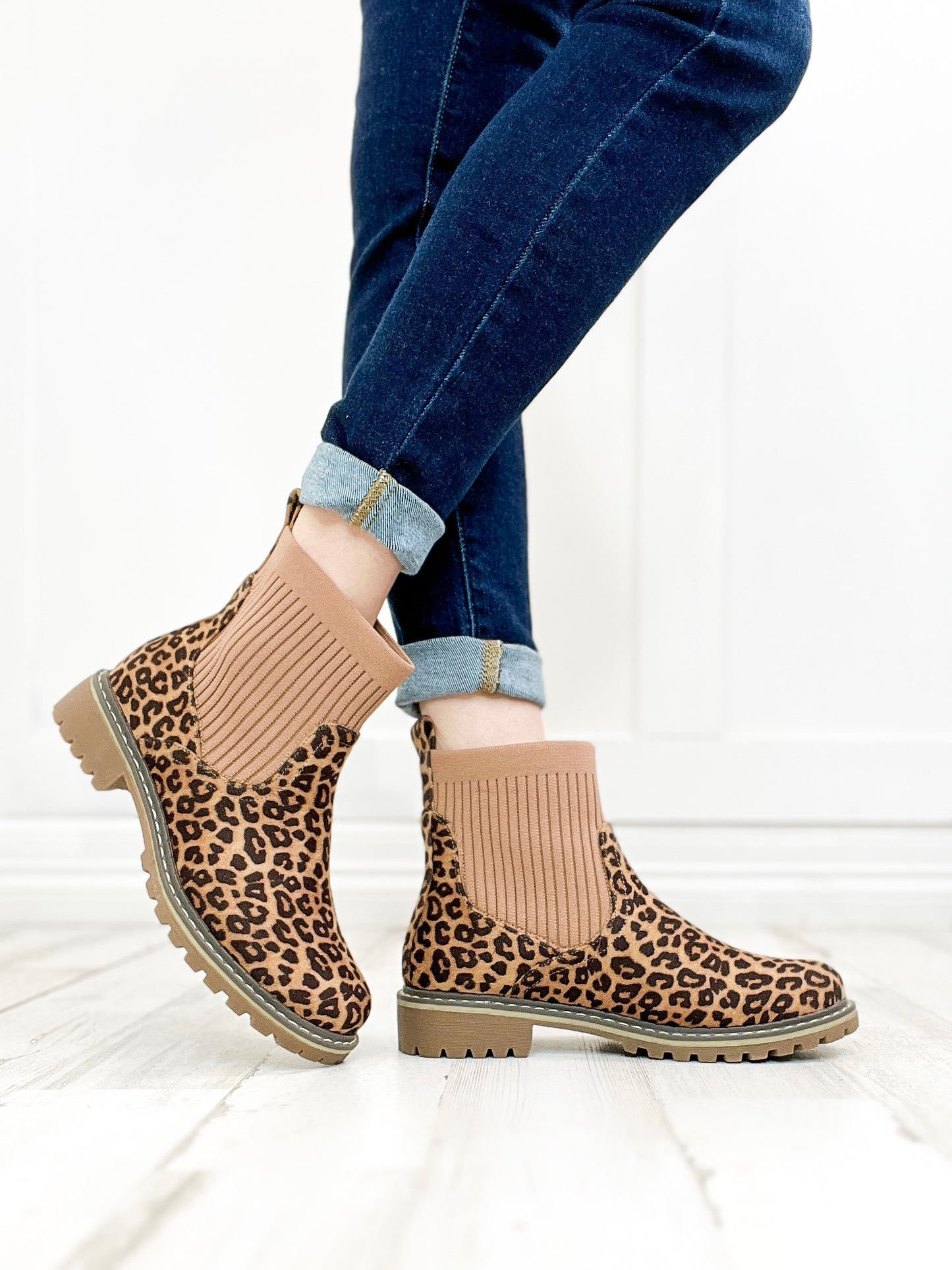 Corkys Cabin Fever Chunky Bootie in TAN LEOPARD