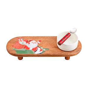 Santa Enamel Tray & Dip Set