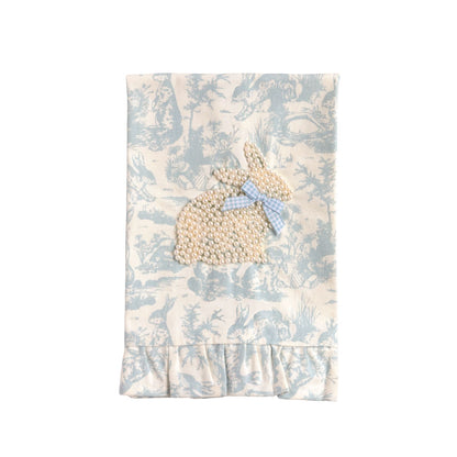 MudPie Toile Bunny Pearl Towel