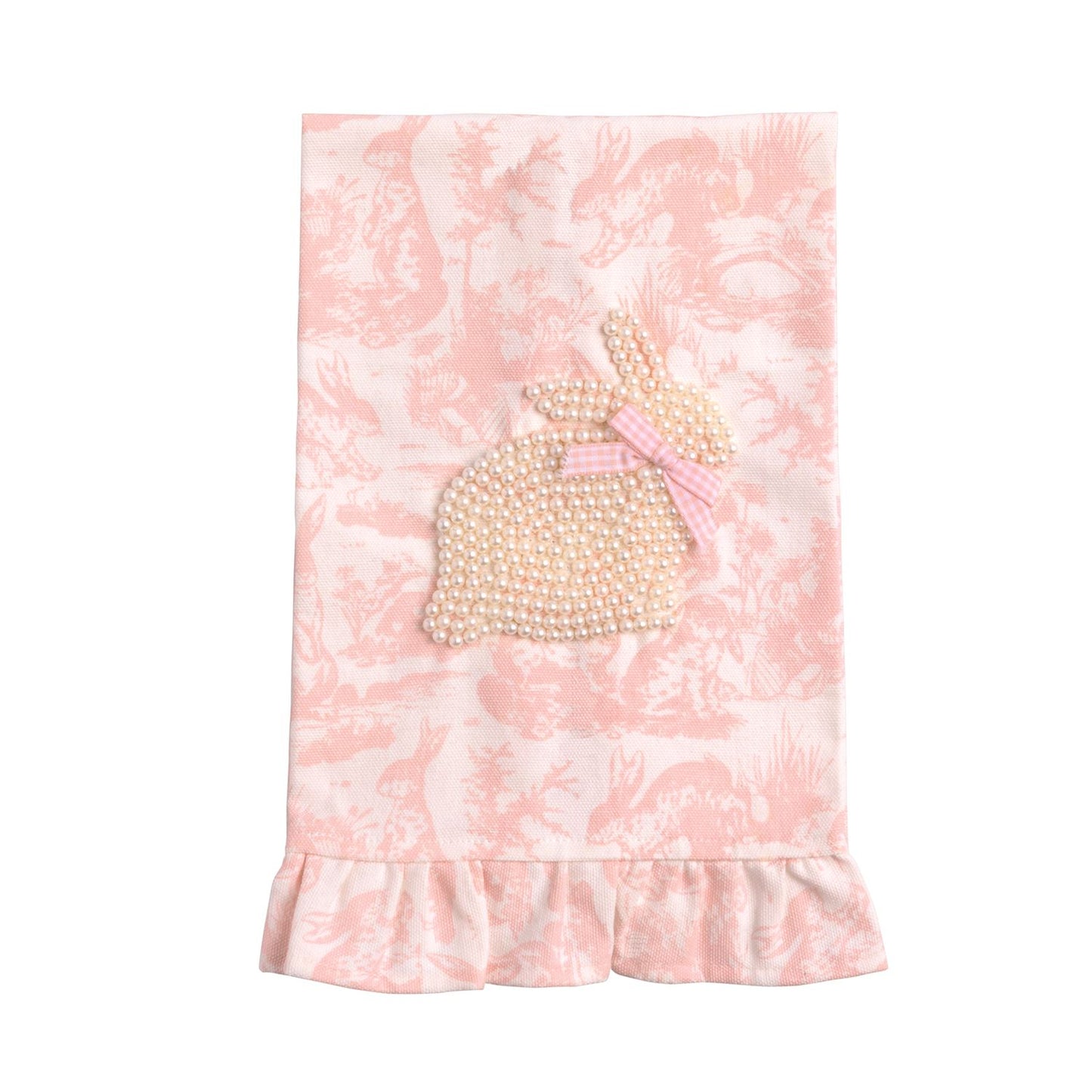 MudPie Toile Bunny Pearl Towel