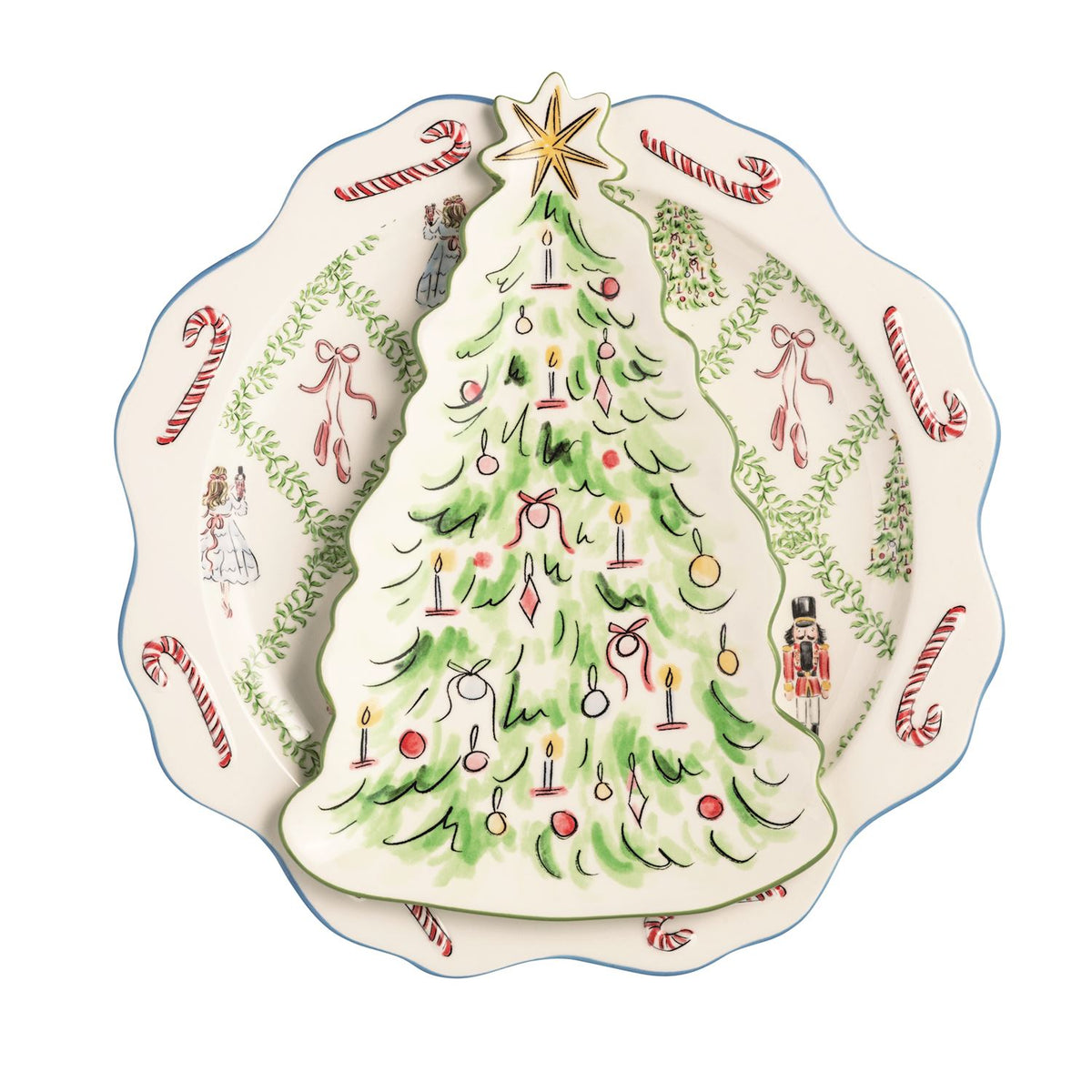 Christmas Nutcracker Tree Serving Tray Set