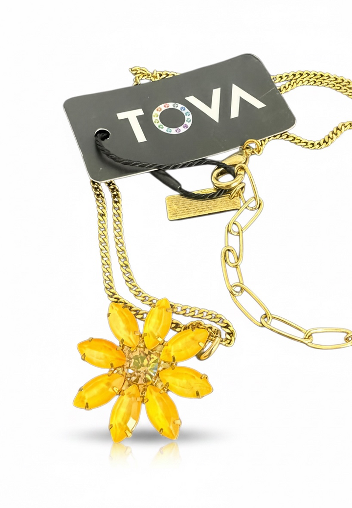 Mini Molly In Electric Orange Flower Necklace