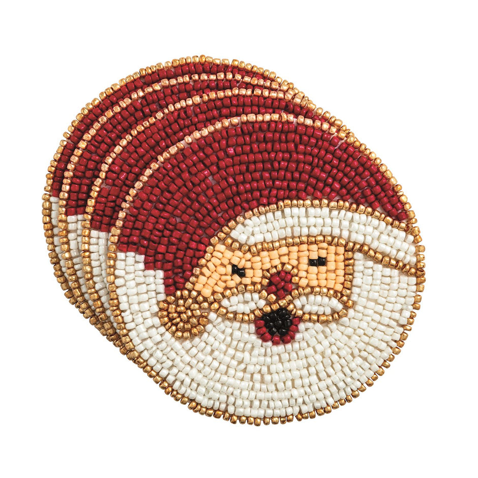 Mud Pie Christmas Beaded Coaster Set