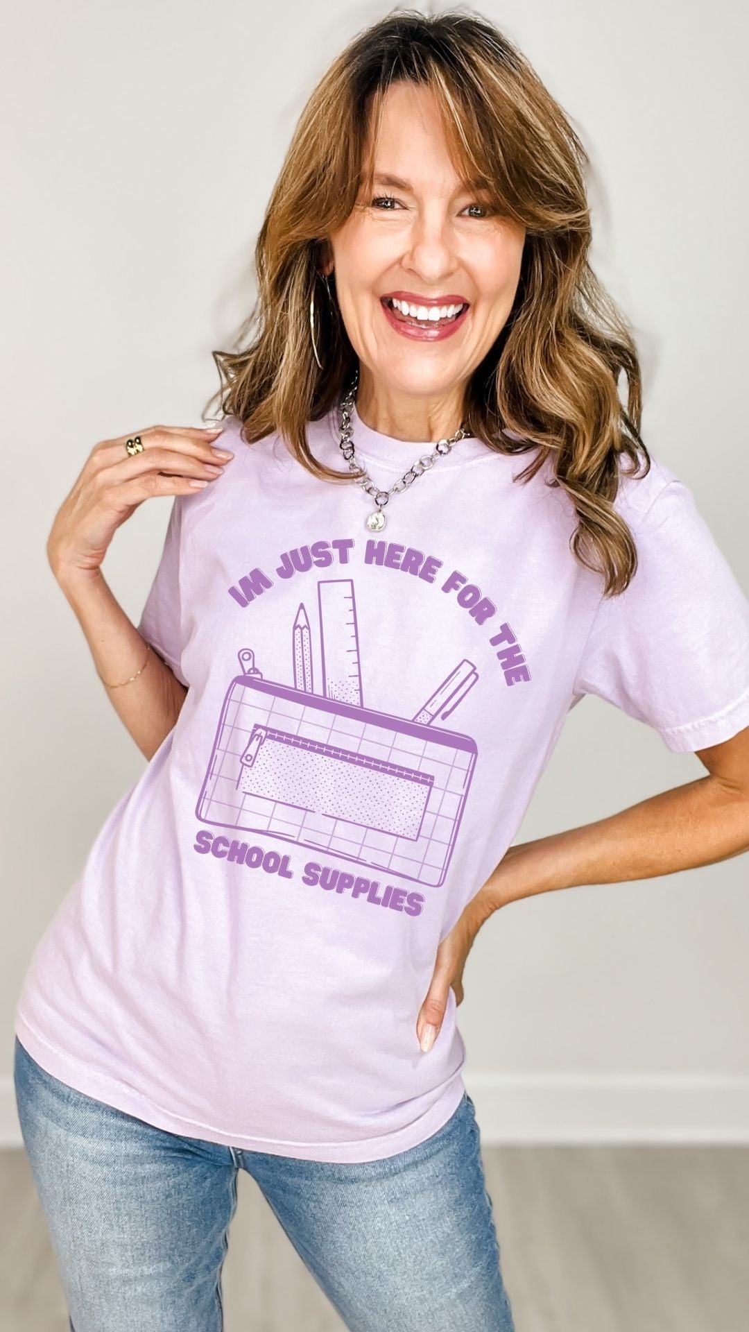 Im Just Here for the School Supplies Graphic Tee
