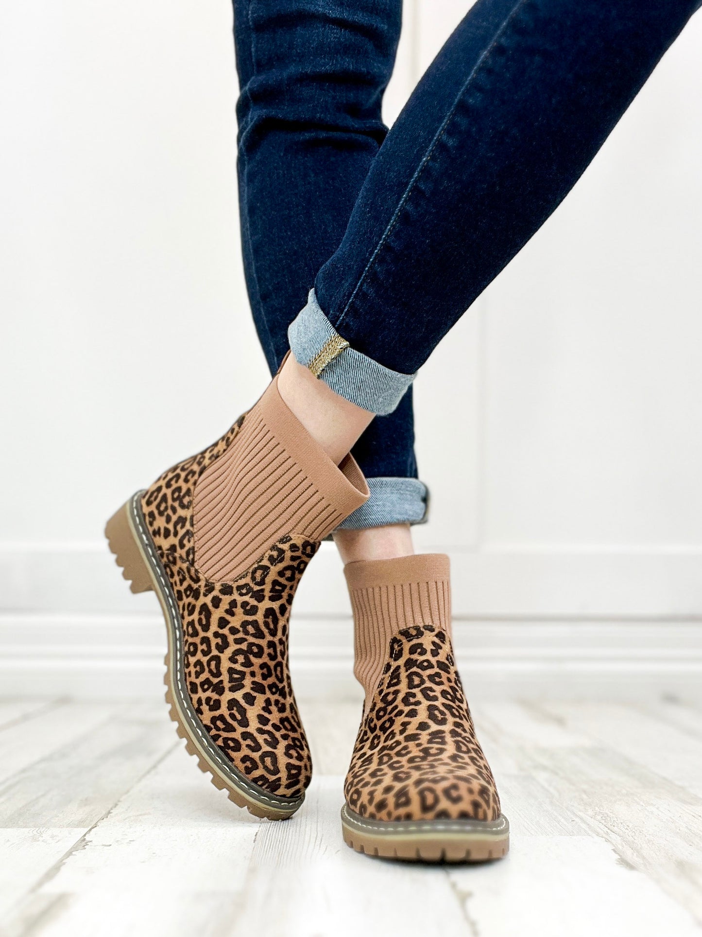 Corkys Cabin Fever Chunky Bootie in TAN LEOPARD