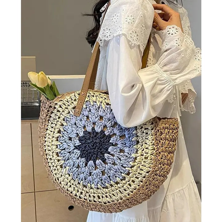 MKS America-Boho Crochet Woven Tote Bag