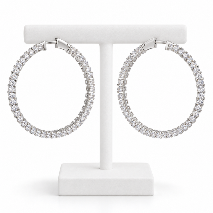 60MM Round Sterling Silver Inside Out Earrings