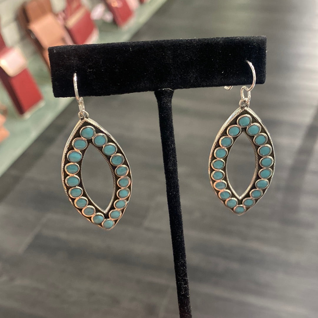 Turquoise Oval Sterling Silver Earrings